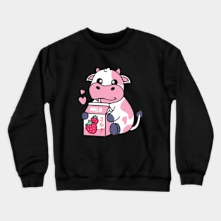 Strawberry Milk Milkshake Cow Crewneck Sweatshirt